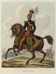 Nionde husarerna, 1820 (färgad akvatint)