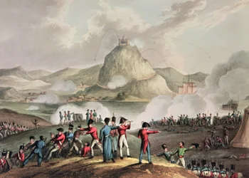Belägringen av San Sebastian, juli 1813, graverad av Thomas Sutherland (f.c.1785)