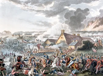 Slaget vid Waterloo, illustration till en berättande dikt av Dr. Syntax, publicerad 1818 (färgad akvatint)
