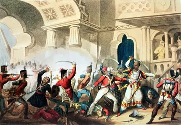 The Storming of Seringapatam, 4 maj 1799, graverad av Thomas Sutherland (f.c.1785), 1815