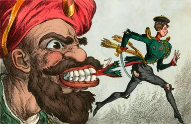 Början av Krimkriget genom en västeuropeisk karikatyrtecknares ögon, 1850-talet.