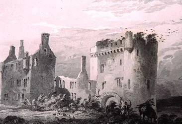 Castle of Loghort, County Cork, Irland, från "Scenery and Antiquities of Ireland" av George Virtue