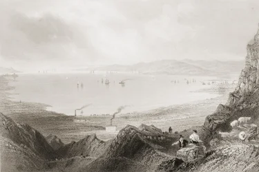 Belfast Lough, County Antrim, från "Scenery and Antiquities of Ireland" av George Virtue, 1860-talet