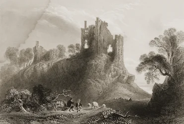 Carrigogunnell Castle, nära Limerick, grevskapet Limerick, Irland, från George Virtues "Scenery and Antiquities of Ireland", 1860-talet.