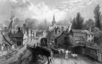 Chipping Ongar, Essex, graverad av Henry Adlard, 1832
