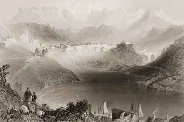 Clifden, Connemara, County Galway, Irland, från "Scenery and Antiquities of Ireland" av George Virtue, 1860-talet