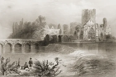 Holycross Abbey, County Tipperary, Irland, från "Scenery and Antiquities of Ireland" av George Virtue, 1860-talet