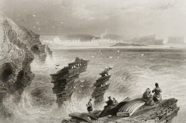 Kilkee, County Clare, Irland, från "Scenery and Antiquities of Ireland" av George Virtue, 1860-talet