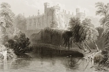 Kilkenny Castle, County Kilkenny, Irland, från "Scenery and Antiquities of Ireland" av George Virtue, 1860-talet