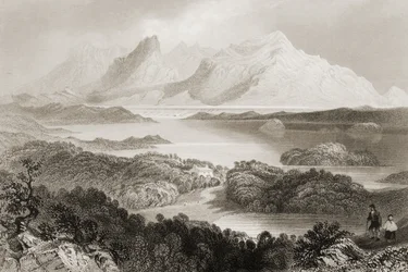Lake Garromin, Connemara, County Galway, från George Virtues "Scenery and Antiquities of Ireland", 1860-talet.