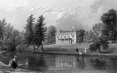 Moor Hall nära Harlow, Essex, graverad av John Rogers, 1833