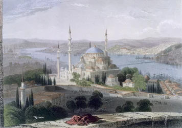 Suleimans moské och grav, ca 1850 (färgad akvatint)