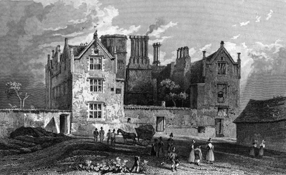 Södra vyn av Eastbury House, nära Barking, graverad av William Watkins, 1833