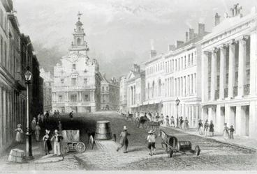 State Street, Boston, graverad av S.Lacey.