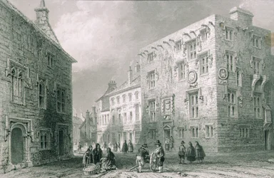 Gatubild i Galway, County Galway, från "Scenery and Antiquities of Ireland" av George Virtue, 1860-talet