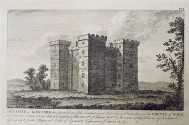 Slottet Kanturk, grevskapet Cork, Irland på 1800-talet, från "Scenery and Antiquities of Ireland" av George Virtue.