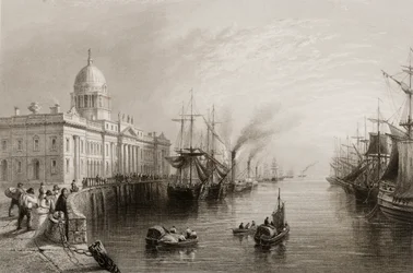 The Custom House, Dublin, från "Scenery and Antiquities of Ireland" av George Virtue, 1860-talet