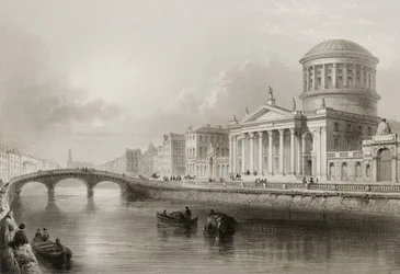 The Four Courts, Dublin, från "Scenery and Antiquities of Ireland" av George Virtue, 1860-talet