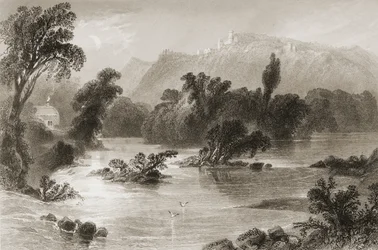 The Meeting of the Water, Vale of Avoca, County Wicklow, från "Scenery and Antiquities of Ireland" av George Virtue, 1860-talet