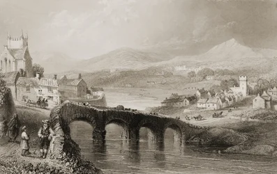 Vy över Bray, County Wicklow, Irland, från "Scenery and Antiquities of Ireland" av George Virtue, 1860-talet