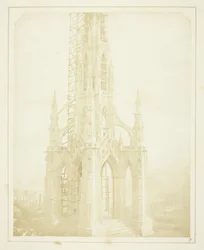 Sir Walter Scotts monument, Edinburgh, såsom det såg ut i oktober 1844, när det nästan var färdigt