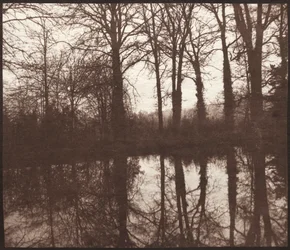 Vinterträd reflekterade i en damm, 1841-42.