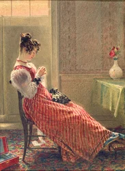 Lady Sewing, ca 1830 (akvarell på papper)