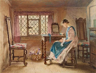 Förberedelser inför söndagen, ca 1832 (wc och gouache på papper)