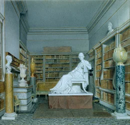 The Old Library, Chatsworth (akvarell på papper)