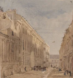 Början av Kings Stabling, Paris, ca 1828 (wc på papper)