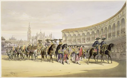 Toreros inmarsch i procession, 1865