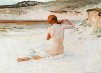 Nakenmodell på en strand
