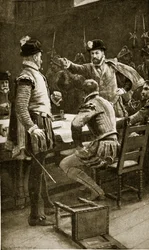 Regent Moray arresterar sina fiender, 1569, illustration från 