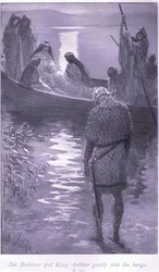 Sir Bedivere satte försiktigt kung Arthur i pråmen