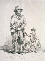En rustik med en hund och en pojke, Provincial Characters, 1813
