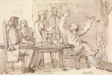 En illustration till Rob Roy: Interiör med en festdrink