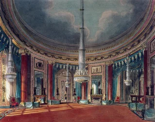 Carlton House, the Circular Room, från Pynes Royal Residences, publicerad 1818