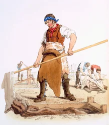 Läderdresser, från "Costume of Great Britain" utgiven av William Miller, 1805