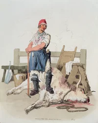 Slaktare, från "Costume of Great Britain", utgiven av William Miller, 1805