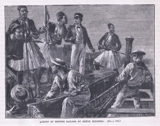 De brittiska sjömännen arresterades av grekiska soldater år 1850
