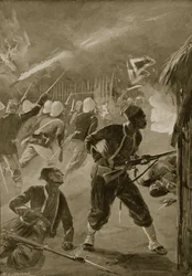 Det var en nattattack och fienden hade fångat dem när de sov, illustration från "Battles of the Nineteenth Century" av Archibald Forbes, G.A. Henty och major Arthur Griffiths