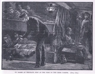 Ombord på ett emigrantfartyg vid tiden för den irländska svälten 1846 e.Kr