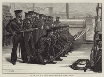 Vår flotta i Marmorasjön, musketerövning, förbered dig på att ta emot kavalleri!