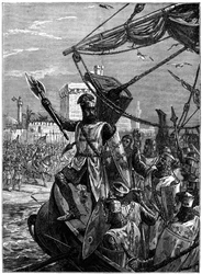 Richard I, Coeur de Lion landar i Jaffa Joppa, september 1191, c1880.