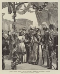 Det kungliga äktenskapet, mottagandet av hertigen och hertiginnan av Edinburgh och prinsessan Marie på Sigmaringen