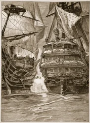Attacken mot Ville de Paris 1782, illustration från Cassell