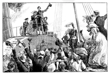 Drottningen lämnar Kingstown, kungligt besök i Irland, c1849, 1888.