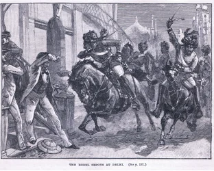 De rebelliska Sepoys i Delhi 1857 AD