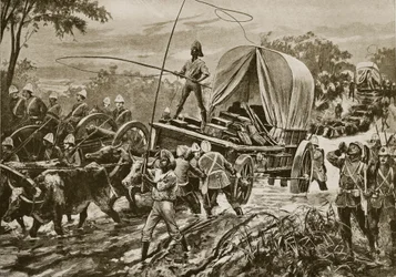 Zulukriget: Etshowe-avlösningsstyrkan korsar en bäck, april 1879