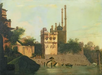 Foster 94 (88) Aurangzebs moské vid floden Ganges, Palace of Raja Abal, Benares